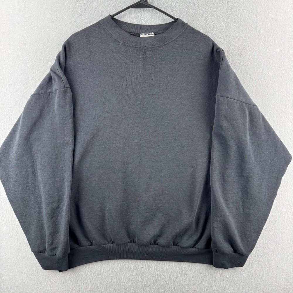 Vintage Sweatshirt Mens XL Black Crewneck Thin Fabric 90s Made in USA Tultex